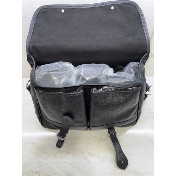 Tusting Clipper Small Black Leather Satchel Briefcase Handmade In England - Picture 6 of 12